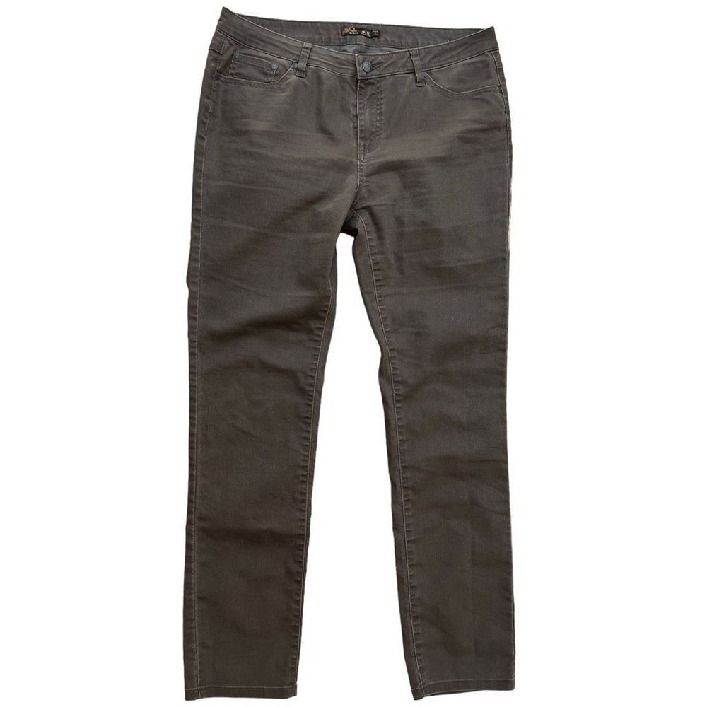 Prana olive green/tan stretch jeans organic cotton blend size 14/32